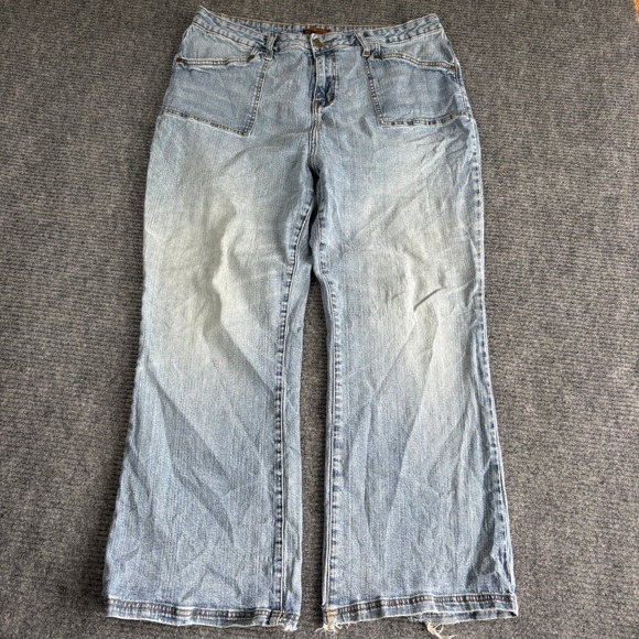 ZD Denim - ZD Womens Plus Size 20S Light Wash Wide Leg Flare Jeans Distressed Frayed Hem